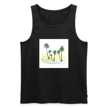 Paradiesischer Strand mit karibischen Palmen - Männer Premium Bio Tank Top - Schwarz - Vorne - AI Model Male 178 light (178cm)