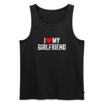 J’aime ma copine La Saint-Valentin copine - Débardeur bio Premium Homme - noir - Devant - AI Model Male 178 light (178cm)