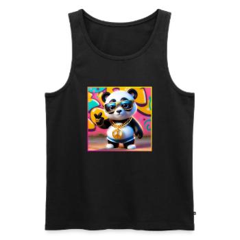 Cool Panda - Men's Premium Organic Tank Top - black - Front - AI Model Male 178 light (178cm)