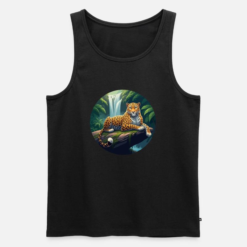 Jaguar im Dschungel - Männer Premium Bio Tank Top - Schwarz