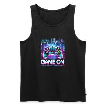 GAME ON - Männer Premium Bio Tank Top - Schwarz - Vorne - AI Model Male 178 light (178cm)