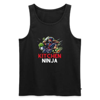 Küchenninja – Schnelligkeit, Präzision, Genuss - Männer Premium Bio Tank Top - Schwarz - Vorne - AI Model Male 178 light (178cm)