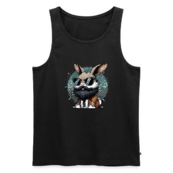 Rabbit with beard and sunglasses - Men's Premium Organic Tank Top - black - Front - Michal (187cm)