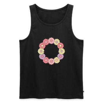 Vibrant Flower Wreath - Men's Premium Organic Tank Top - black - Front - AI Model Male 178 light (178cm)