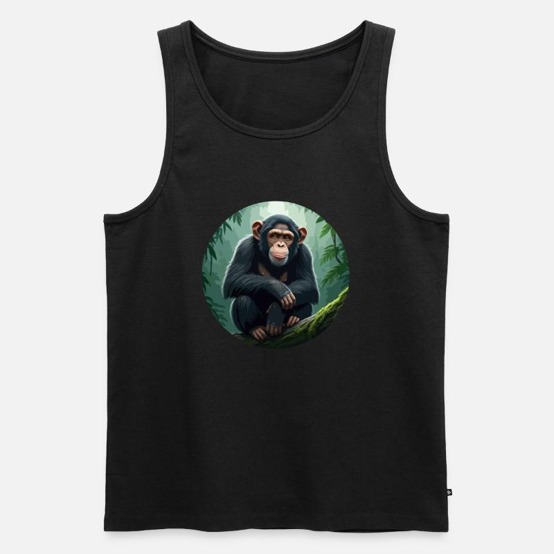 Schimpanse auf Ast - Männer Premium Bio Tank Top - Schwarz