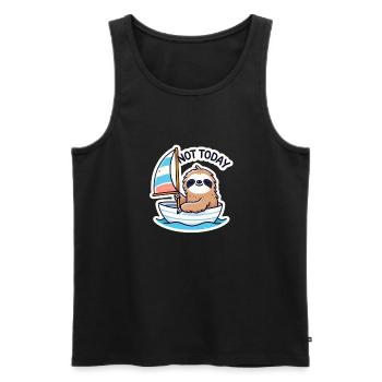 Sailing boat with sloth - Men's Premium Organic Tank Top - black - Front - AI Model Male 178 light (178cm)