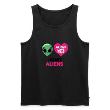 Les extraterrestres aiment le rose - Débardeur bio Premium Homme - noir - Devant - AI Model Male 178 light (178cm)