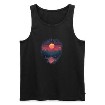 Trou dans un monde pixélisé - Débardeur bio Premium Homme - noir - Devant - AI Model Male 178 light (178cm)