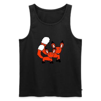 2 Foxes Mother Red Fox Little Child Father Mom - Men's Premium Organic Tank Top - black - Front - Michal (187cm)