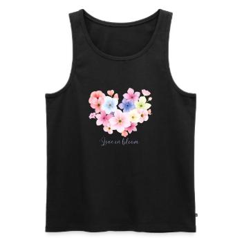 Love in Bloom Flower Design - Men's Premium Organic Tank Top - black - Front - AI Model Male 178 light (178cm)