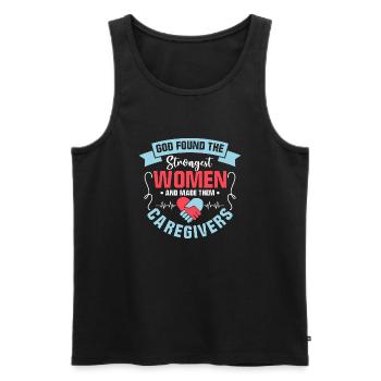 God Found The Strongest Women Carer Caregiving - Men's Premium Organic Tank Top - black - Front - AI Model Male 178 light (178cm)