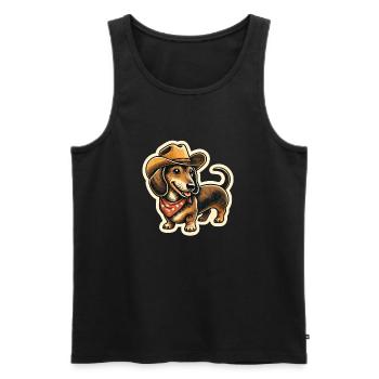 Teckel cadeau de danse en ligne avec chapeau de cow-boy - Débardeur bio Premium Homme - noir - Devant - Michal (187cm)
