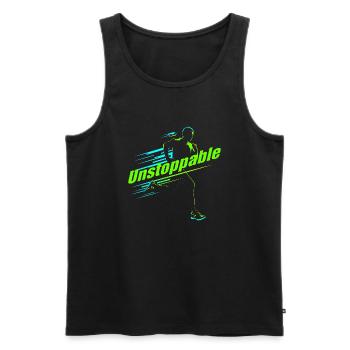 Running design - "Unstoppable" - Men's Premium Organic Tank Top - black - Front - AI Model Male 178 light (178cm)