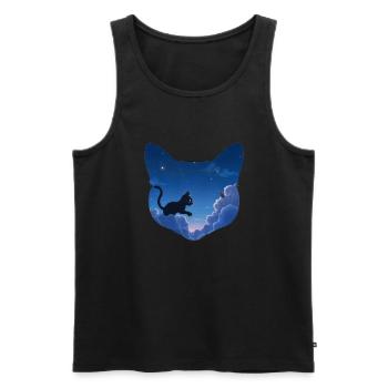 Cat Hunts Mice in the Clouds - Men's Premium Organic Tank Top - black - Front - Michal (187cm)