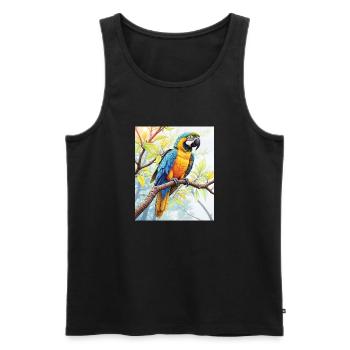 Perroquet dans la nature - Débardeur bio Premium Homme - noir - Devant - Michal (187cm)