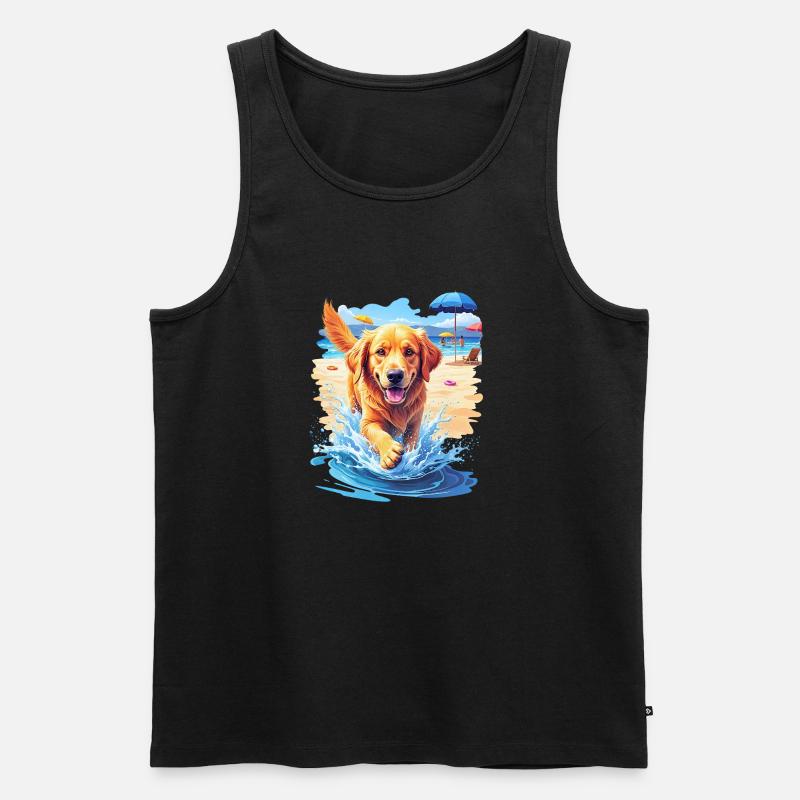 Hund am Strand - Männer Premium Bio Tank Top - Schwarz