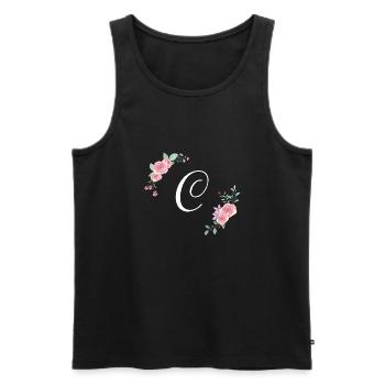 Pink floral letter c - Men's Premium Organic Tank Top - black - Front - Michal (187cm)