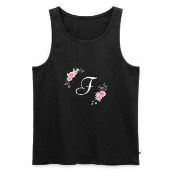 Pink floral letter f - Men's Premium Organic Tank Top - black - Front - Michal (187cm)
