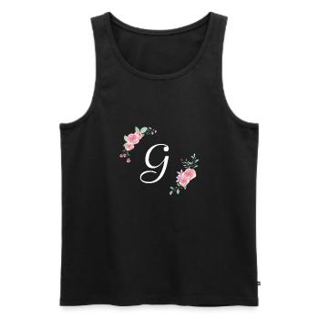 Lettre g florale rose - Débardeur bio Premium Homme - noir - Devant - Michal (187cm)