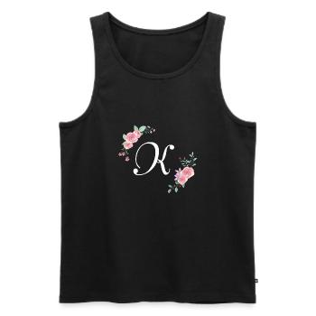 Rosa Blumenbuchstabe k - Männer Premium Bio Tank Top - Schwarz - Vorne - AI Model Male 178 light (178cm)