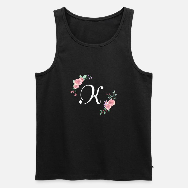 Rosa Blumenbuchstabe k - Männer Premium Bio Tank Top - Schwarz