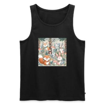 Amis de la forêt fantaisistes : un rassemblement magique - Débardeur bio Premium Homme - noir - Devant - AI Model Male 178 light (178cm)
