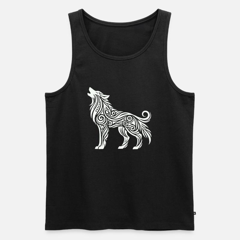 wolf tribal tier - Männer Premium Bio Tank Top - Schwarz