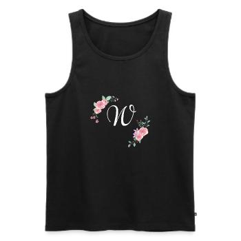 Rosa Blumenbuchstabe w - Männer Premium Bio Tank Top - Schwarz - Vorne - AI Model Male 178 light (178cm)