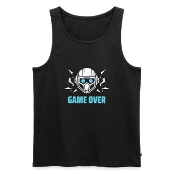 Futuristisches Headset - "Game Over" - Männer Premium Bio Tank Top - Schwarz - Vorne - Michal (187cm)