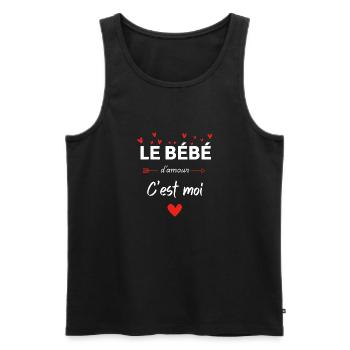 Le bébé d’amour c’est moi - assorti maman - Débardeur bio Premium Homme - noir - Devant - Michal (187cm)