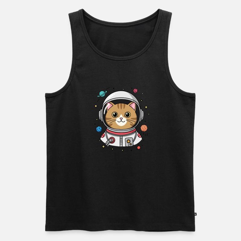 Astronaut Katze - Männer Premium Bio Tank Top - Schwarz