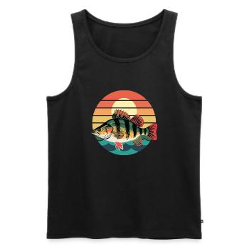 Retro Perch Sunset Angler Motif - Men's Premium Organic Tank Top - black - Front - Michal (187cm)