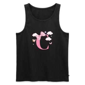 Lettre c rose nuages - Débardeur bio Premium Homme - noir - Devant - Michal (187cm)