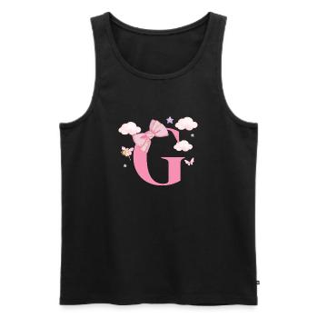 Lettre g rose nuages - Débardeur bio Premium Homme - noir - Devant - Michal (187cm)