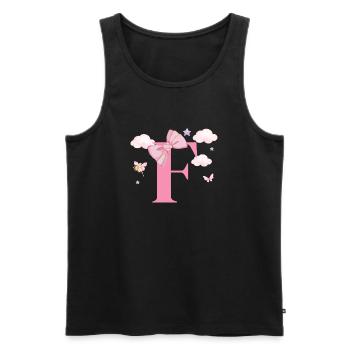 Lettre f rose nuages - Débardeur bio Premium Homme - noir - Devant - Michal (187cm)
