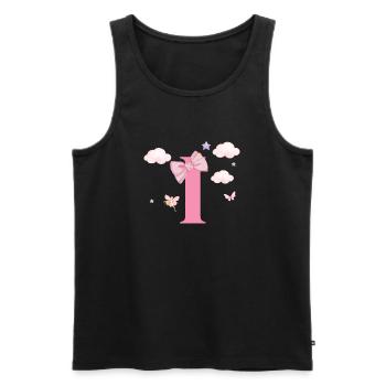 Buchstabe i rosa Wolken - Männer Premium Bio Tank Top - Schwarz - Vorne - Michal (187cm)