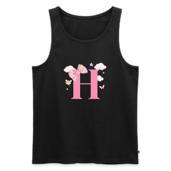Buchstabe h rosa Wolken - Männer Premium Bio Tank Top - Schwarz - Vorne - AI Model Male 178 light (178cm)