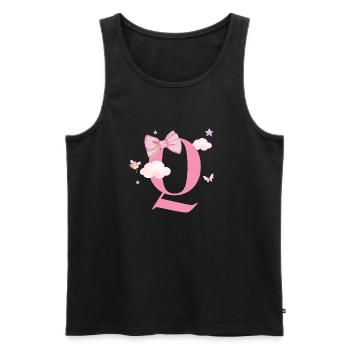 Letter Q Pink Clouds - Men's Premium Organic Tank Top - black - Front - AI Model Male 178 light (178cm)