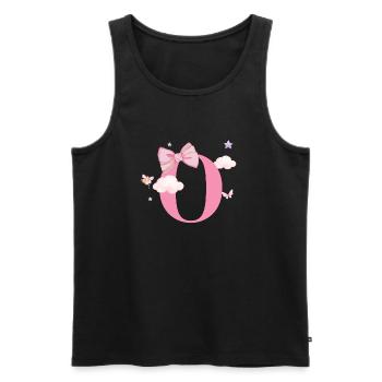 Lettre o rose nuages - Débardeur bio Premium Homme - noir - Devant - Michal (187cm)
