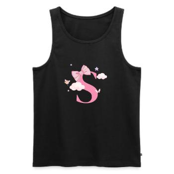Lettre s rose nuages - Débardeur bio Premium Homme - noir - Devant - Michal (187cm)
