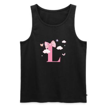 Lettre l rose nuages - Débardeur bio Premium Homme - noir - Devant - Michal (187cm)