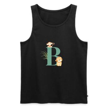 Letter b green jungle animals - Men's Premium Organic Tank Top - black - Front - AI Model Male 178 light (178cm)