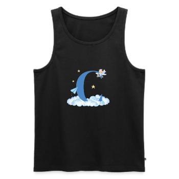Letter c blue clouds airplane child - Men's Premium Organic Tank Top - black - Front - Michal (187cm)