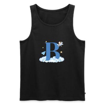 Letter b blue clouds airplane child - Men's Premium Organic Tank Top - black - Front - AI Model Male 178 light (178cm)