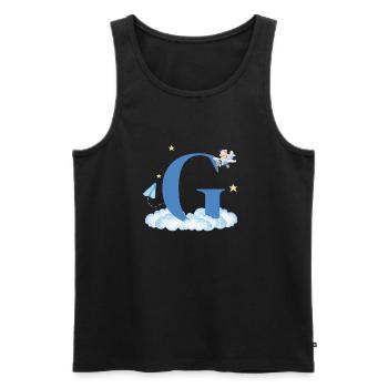 Letter G Blue Clouds Airplane Child - Men's Premium Organic Tank Top - black - Front - Michal (187cm)