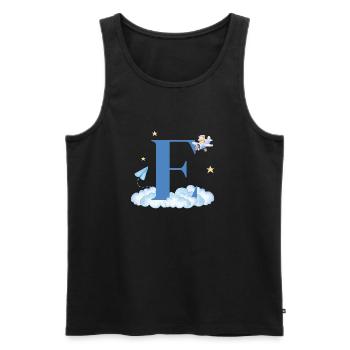 Buchstabe e blaue Wolken Flugzeug Kind - Männer Premium Bio Tank Top - Schwarz - Vorne - AI Model Male 178 light (178cm)