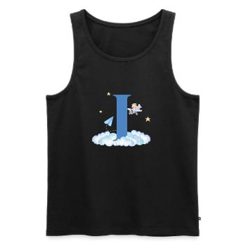 Letter i Blue Clouds Airplane Child - Men's Premium Organic Tank Top - black - Front - Michal (187cm)