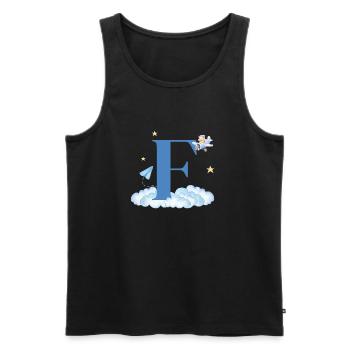 Letter f blue clouds airplane child - Men's Premium Organic Tank Top - black - Front - Michal (187cm)