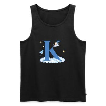Letter k blue clouds airplane child - Men's Premium Organic Tank Top - black - Front - Michal (187cm)