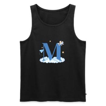 Letter M Blue Clouds Airplane Child - Men's Premium Organic Tank Top - black - Front - Michal (187cm)